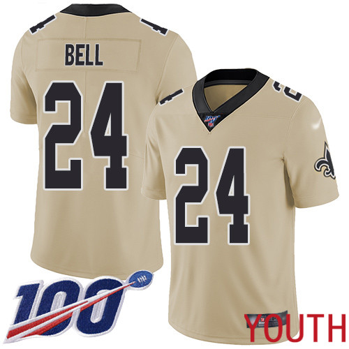 New Orleans Saints Limited Gold Youth Vonn Bell Jersey NFL Football #24 100th Season Inverted Legend Jersey->women nfl jersey->Women Jersey